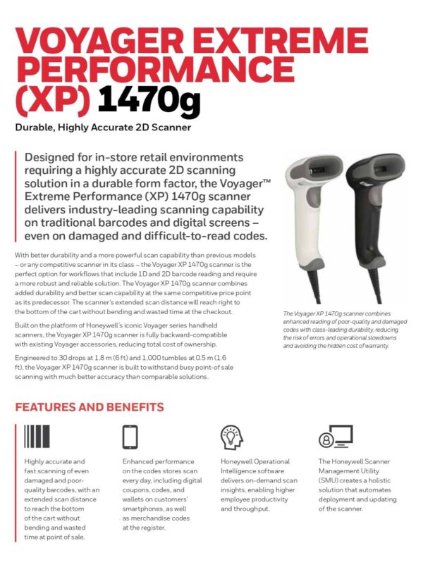 ⁦قارئ باركود HONEYWELL 1470G2D⁩ - الصورة ⁦3⁩