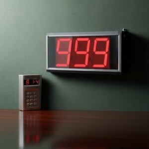 شاشة عرض رقمية led حمراء كبيرة مع لوحة مفاتيح تحكم - نظام انتظار متكامل لخدمة العملاء